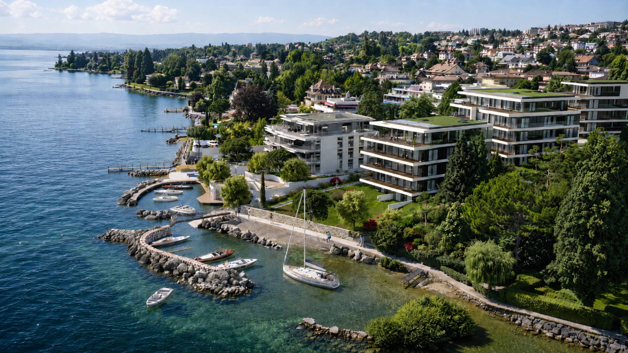 Attique contemporain avec vaste terrasse à un instant du lac 