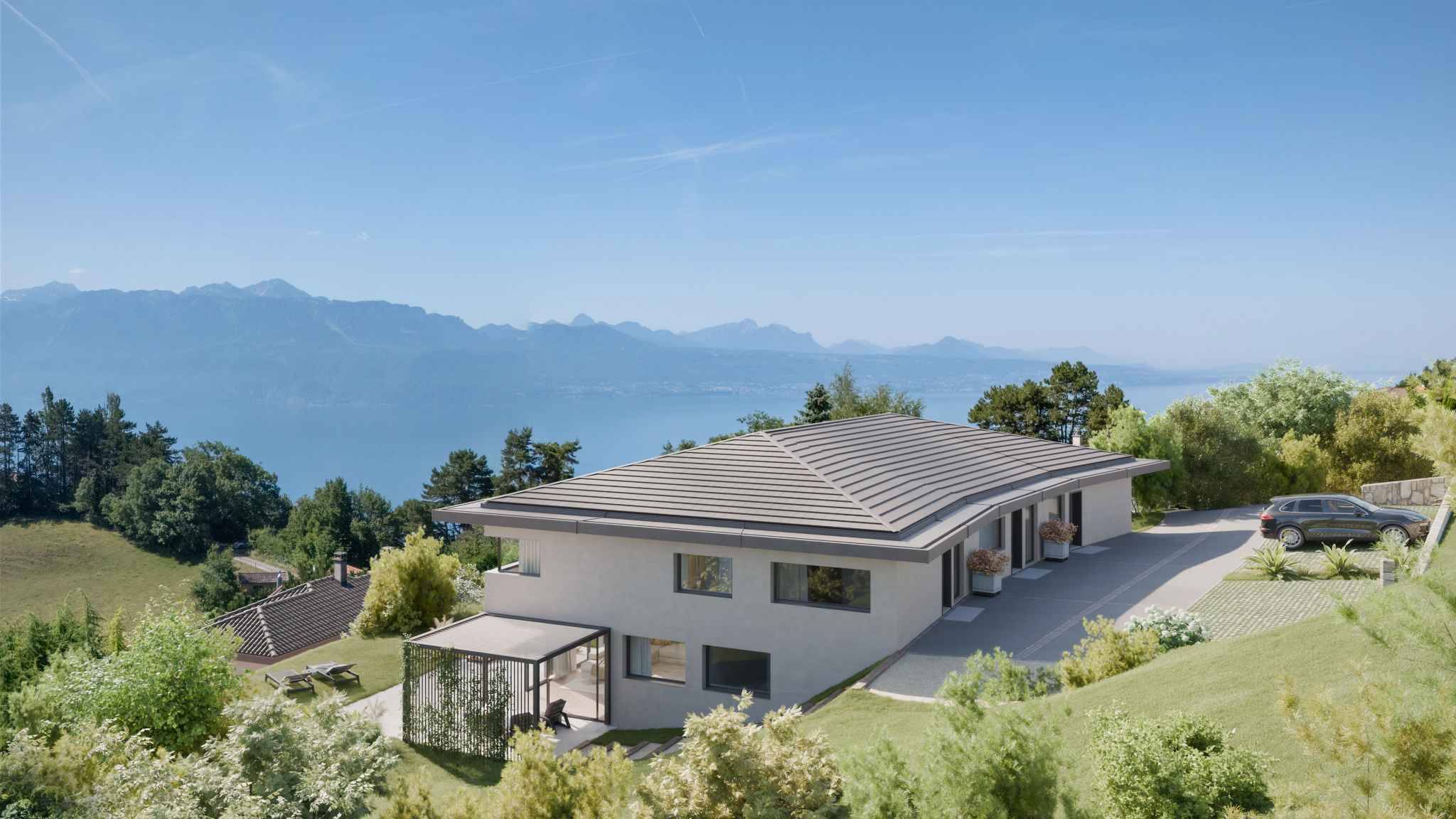 Trois villas de standing sur plans avec vue sur le lac 
Villa A 