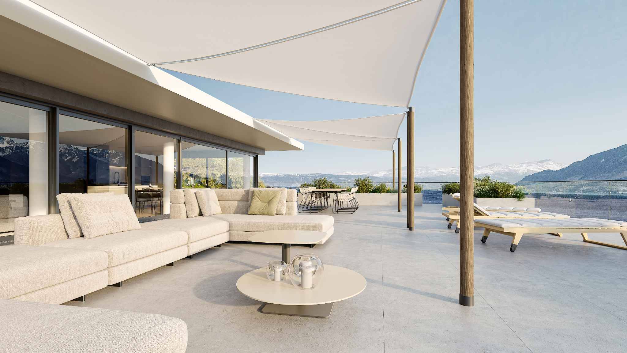 Attique contemporain avec vaste terrasse et vue panoramique