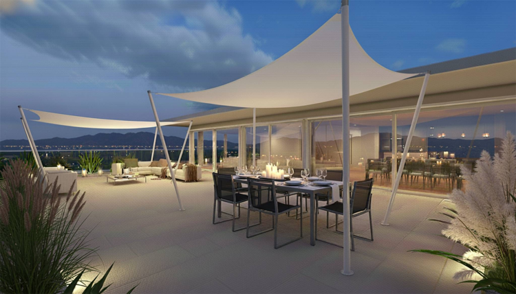 Attique contemporain avec vaste terrasse et vue panoramique
