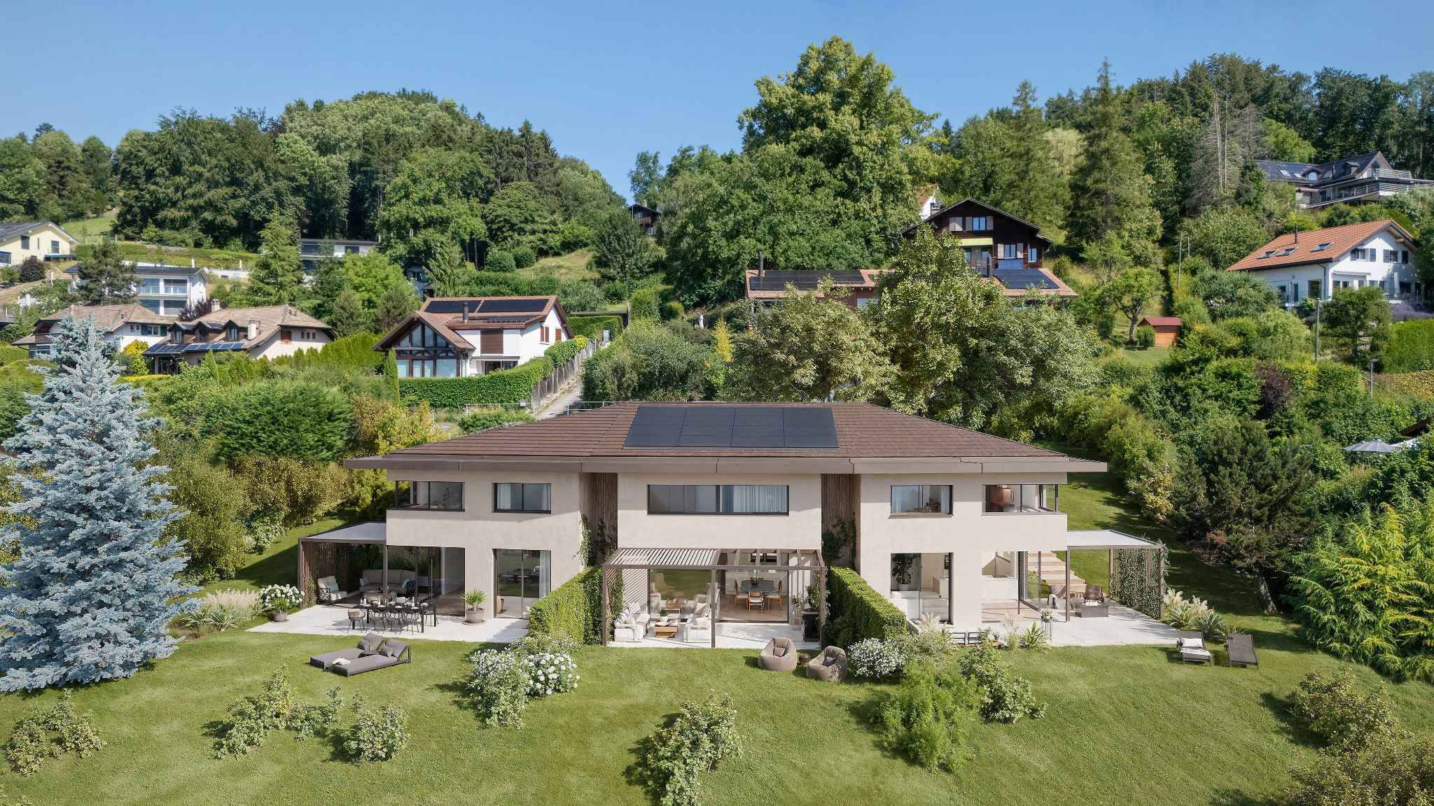 Trois villas de standing sur plans avec vue sur le lac 
Villa A 