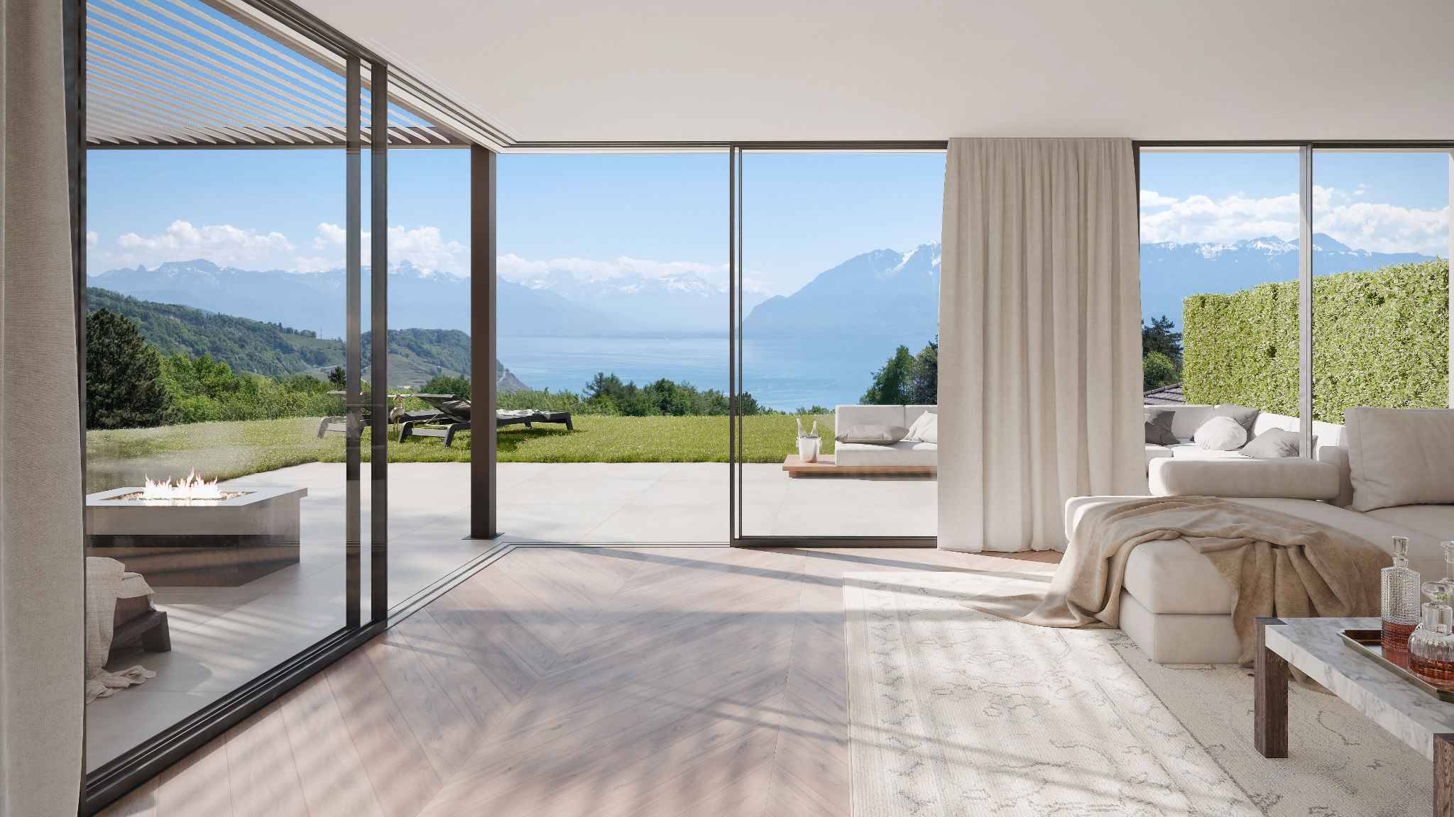 Trois villas de standing sur plans avec vue sur le lac 
Villa B