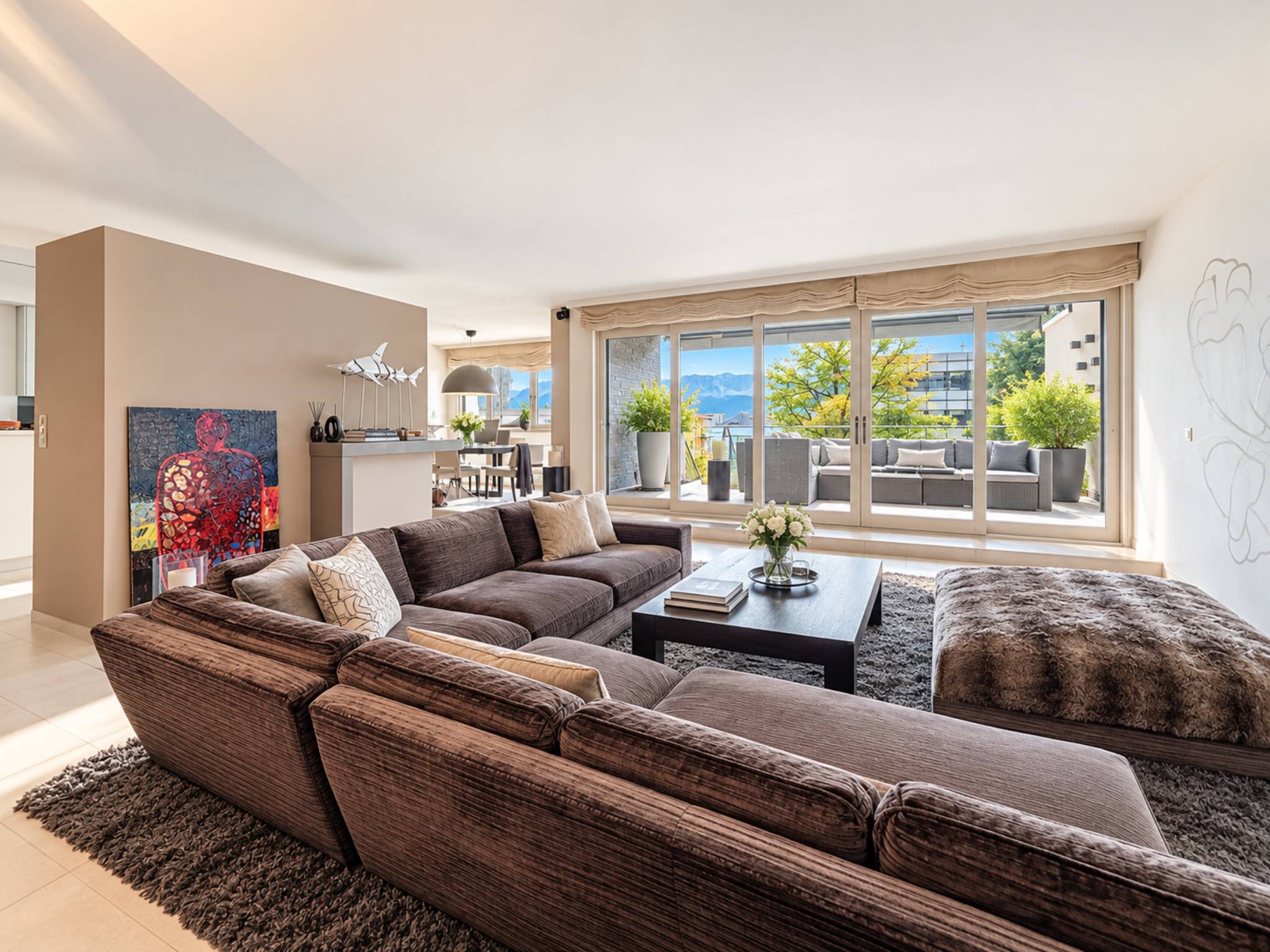 Duplex contemporain avec jardin privatif et vue sur les Alpes à Pully Sud