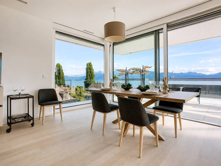 Attique contemporain avec vaste terrasse à un instant du lac 