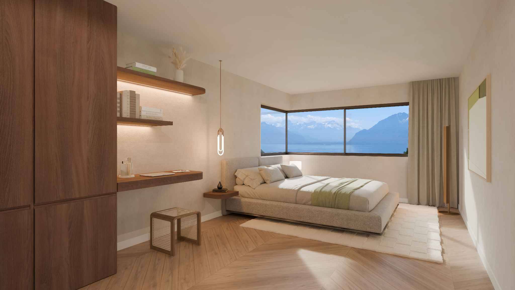 Trois villas de standing sur plans avec vue sur le lac 
Villa A 