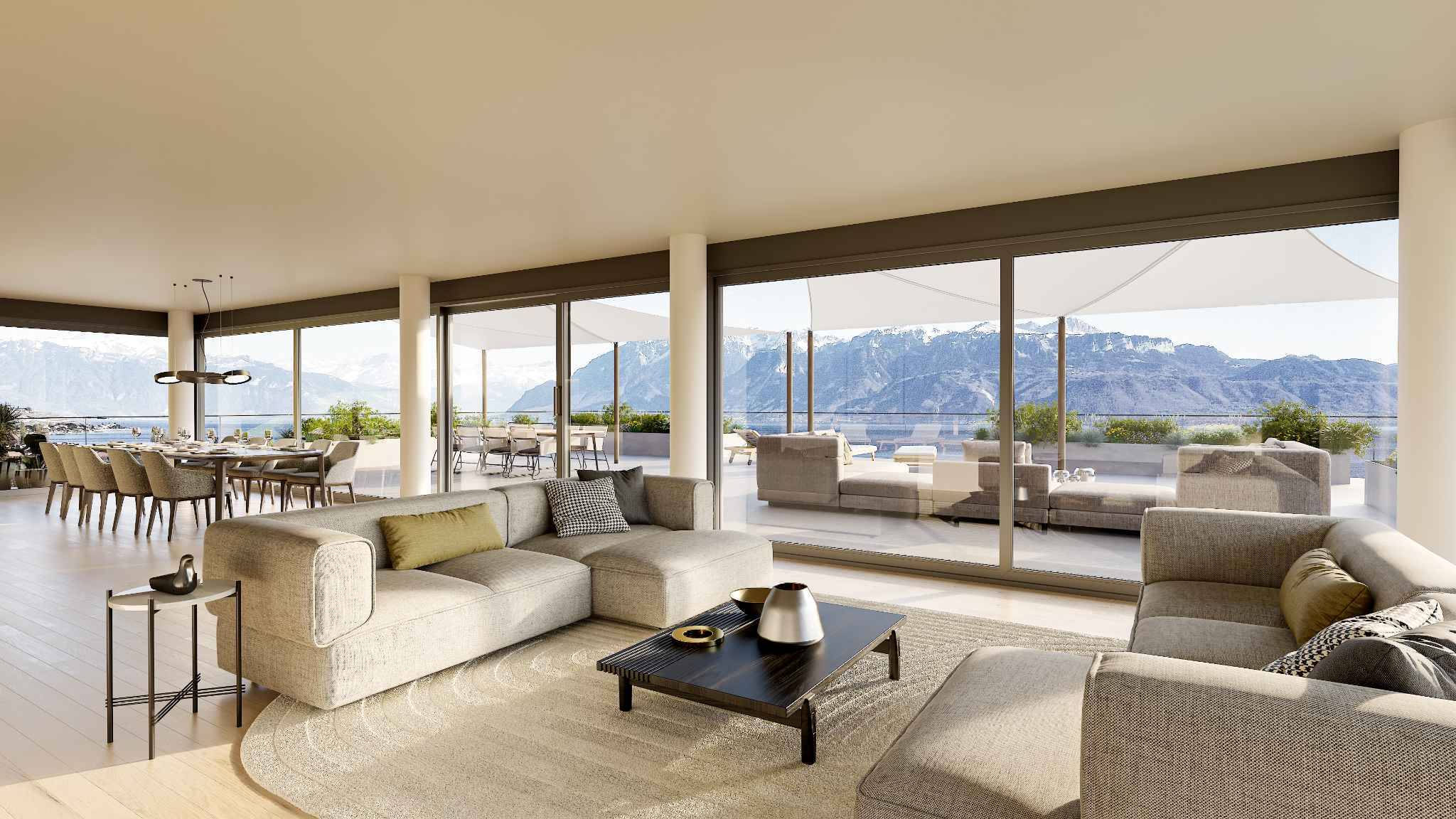 Attique contemporain avec vaste terrasse et vue panoramique