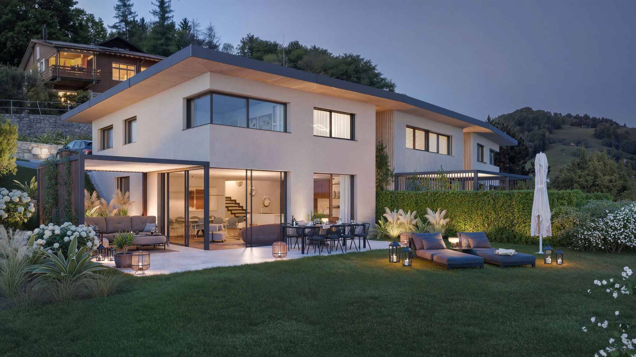 Trois villas de standing sur plans avec vue sur le lac 
Villa C