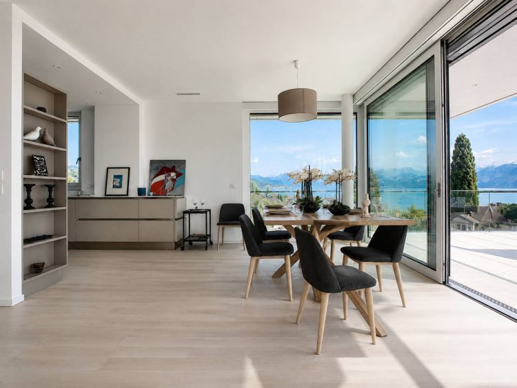 Attique contemporain avec vaste terrasse à un instant du lac 