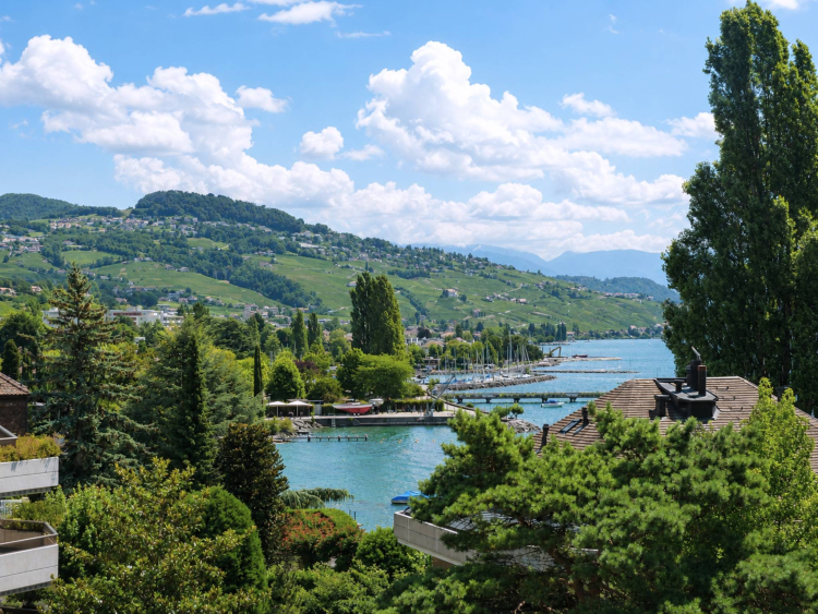 Attique contemporain avec vaste terrasse à un instant du lac 
