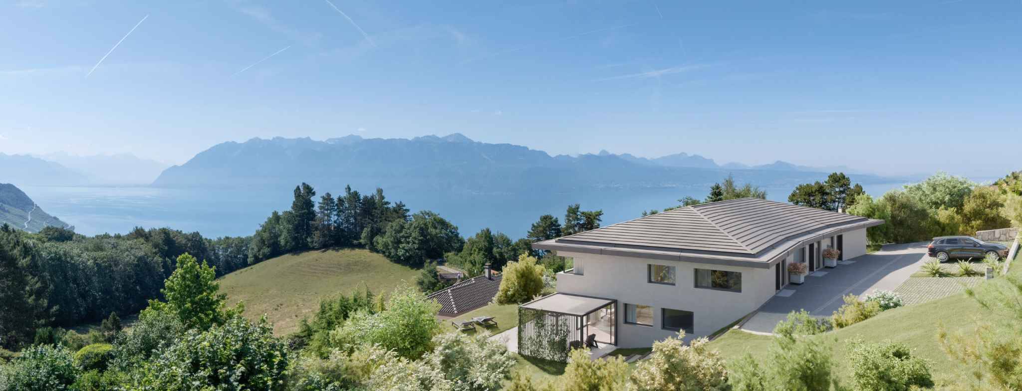 Trois villas de standing sur plans avec vue sur le lac 
Villa C
